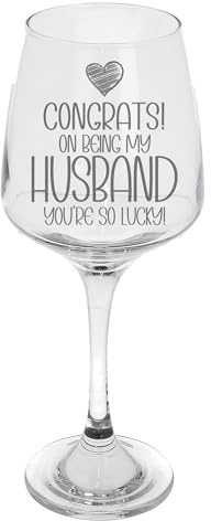 Congrats on Being My Husband You're So Lucky Gifts for Husband Engraved Wine Glass Personalised Birthday Gifts for Men Husband Gifts Gifts Ideas Red Wine Husband Gifts for Him Funny