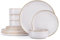 Homikit 12 Piece Dinner Set, Reactive Glaze Kitchen Dinnerware Sets for 4, Elegant Stoneware Included Plates and Bowls, Non-Scratch & Sturdy, Dishwasher & Microwave Safe, Cappuccino Beige