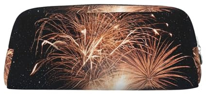 ASPOIJHN Fireworks Vielseitiges Leder-Federmäppchen, stilvolle Aufbewahrungstasche für Schule, Büro, Schreibwaren, Kosmetiktasche, Münzen, Organizer, silber, Einheitsgröße, Krawattenetui