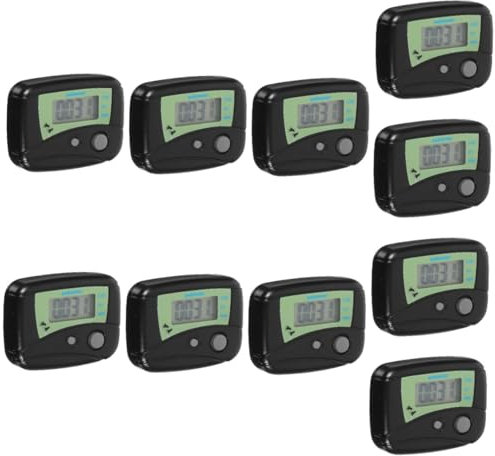 NULYLU 10 Pièces Compteur De Distance à Pied Compteur De Calories Podomètre EUR De Pas Podomètre Traqueur De Distance à Pied Clip sur EUR De Pas Numérique Black