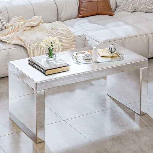 Comfy Living Mirrored Glass Rectangular Coffee Table
