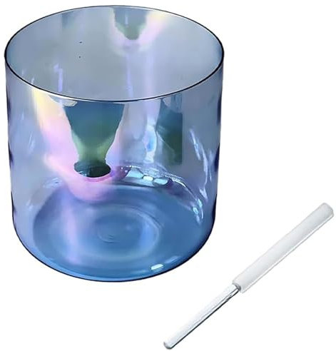 Mosnesrt Cuenco Tibetano de Cristal de Cuarzo Transparente con luz cósmica, Cuenco de meditación, Cuenco Tibetano de alquimia con mazo y Junta tórica Gratis (Color: 8 Zoll, Size: G-Note)