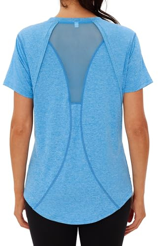 Wayleb Camiseta Deportivo Mujer Camiseta de Manga Corta Camiseta de Secado Rápido Camisetas de Malla Mujer Yoga Fitness Top Ropa Deportiva