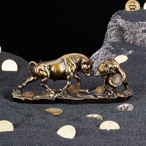 JXCBXJ Estatua de Vaca y Oso,decoración de Resina de Animales,Escultura Decorativa,Un Regalo per gestori di investimenti e investitori.