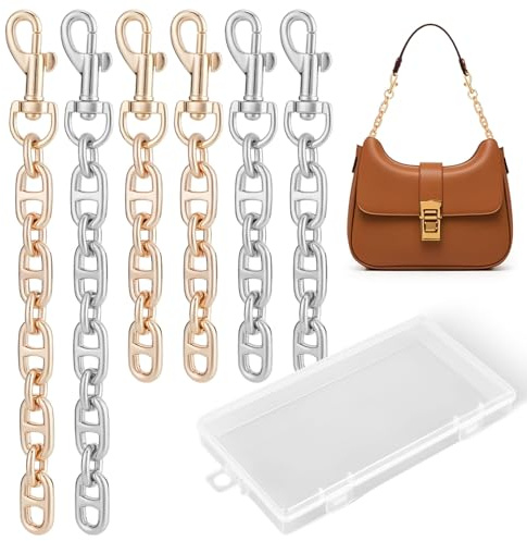 6 Stück Taschenkette Taschenkette Gold Taschenkette Silber Kette für Tasche 12cm/17cm Ersatz-Taschenkette Verlängerungskette mit Verschluss Geeignet für Handtasche Umhängetasche