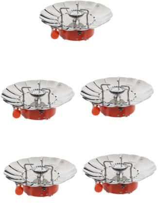 YARNOW 5 Pièces Poêle Coupe-vent Brûleur Réchaud De Tente Pique- Bouilloire De Camping Pour Feu Ouvert Camping Réchaud Portable Feu De Camp Portatif De Plein Air Silver