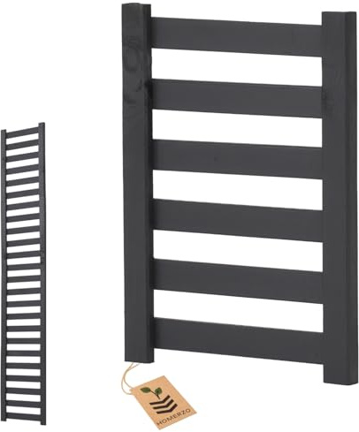 Macetero con enrejado espaldera con jardinera de madera para jardín, balcón, terraza, bancal alto con inserto para plantas de plástico de 18 L (horizontal-antracita, enrejado extra 36 x 50)