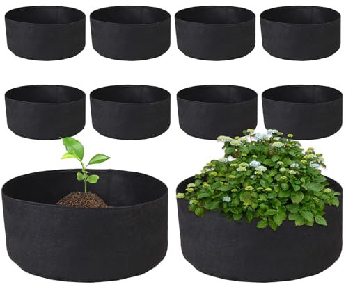 Lunaobrik Anbau, zum Anbau von Pflanzen, Pflanztaschen für | 10 mal Pflanzgefäß aus Stoff mit Belüftung, 10/15 Gallonen Töpfe für Tomatenkartoffeln Früchte,