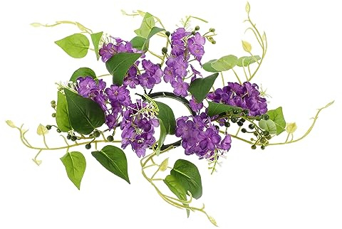 VICASKY Purple Artificial Flower Candle Ring with Hyacinth Design Plastic and Fabric Material, Practical and Decorative, Can Be Hung on Door, Full of Style Romantic Atmosphere