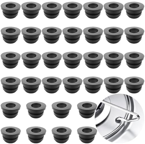 LongZYU 36 Pezzi Piedini in Gomma Fornello Camper Gommini per Supporti per Pentole Occhiello Passacavo in Gomma Compatibili con Dometic Smev con Aste da 5 mm Accessori Camper Cucina Gommino Nero