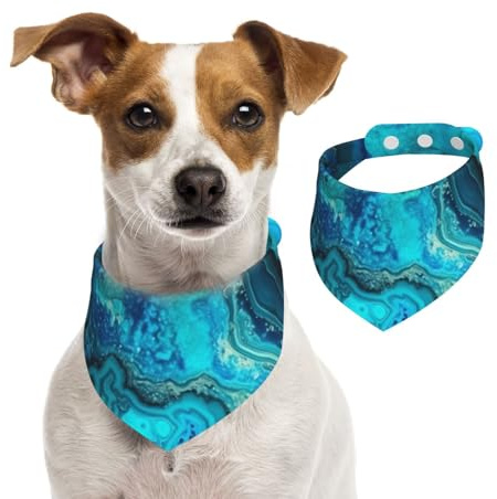 Sommerhalstücher für Hunde, hellblau-türkis, Hundehalstücher, waschbar, verstellbar, Dreieckstuch für mittelgroße und große Hunde, Welpen und Katzen, Größe L
