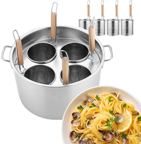 Set di pentole per pasta commerciali | Set di pentole multiuso in acciaio inossidabile da 3/4 con cestello scolapasta | Pentola da cucina per pentola calda | Puoi cucinare cibi diversi contemporaneame