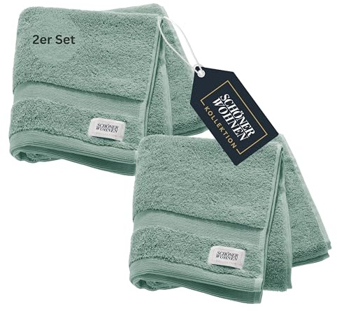 SCHÖNER WOHNEN 2er Set Premium Handtuch 50x100 cm - saugstark - Luxus Handtücher Anthrazit 2teilig - 100% Baumwolle - flauschig weich - als Handtuch-Set kombinierbar - Frottiertücher - Öko-Tex