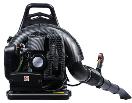 Soffiatore professionale per foglie a gas da 63 cc, 3 HP, 665 CFM/205 MPH, design ergonomico per la cura del prato e la neve, per uso commerciale e residenziale, nero