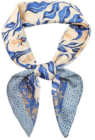 FUGLUS Bandana,Kopftuch Damen,Quadratisches Satin-Kopftuch,Grafikdruck Seidentuch,Elegantes Halstücher,Strandschal für Hals,Kopf,Handgelenke,Damen,Mädchen 70x70cm(Set-01)