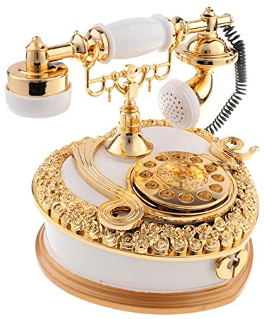 Caja de música de teléfono con forma de corazón vintage para almacenamiento de joyas, decoración del hogar, juguete que reproduce el castillo en el cielo