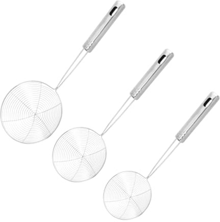 VERDANVERSE 1pezzi Schiumarola in Acciaio Resistente Con Manico Lungo Antiruggine Per Pasta Spaetzle e Frittura Colino Da Cucina Durevole e Facile Da Pulire Per Scolare e Friggere Verdure e Pa