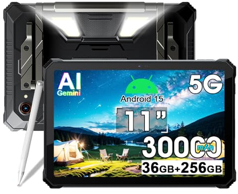 Blackview Active 12 Pro 5G Outdoor Tablet mit Projektoren, 11 FHD+ 36GB+256GB/2TB, Rugged Smartphone Android 15, 108MP+50MP, 2 Speakers,IP68 Wasserdicht Tablet,4G LTE,5G,OTG,GPS,NFC,Fingerabdruck