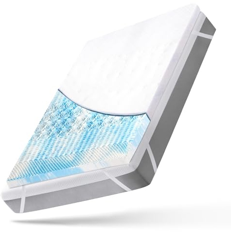 Atenza Matratzentopper 180x200 cm, 5 cm Gel Topper H2/H3 | 5-Zonen Memory-Schaum, OEKO-TEX Bezug, rutschfest, atmungsaktiv, für Bett, Boxspringbett & Schlafsofa