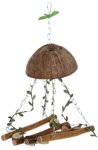 CORHAD Vogelschaukel Holzspielzeug aus Naturholz mit Aufhängevorrichtung Wellensittich Hängespielzeug für Käfig Papageien Sitzstange Interaktives Balance und Kau Spielzeug