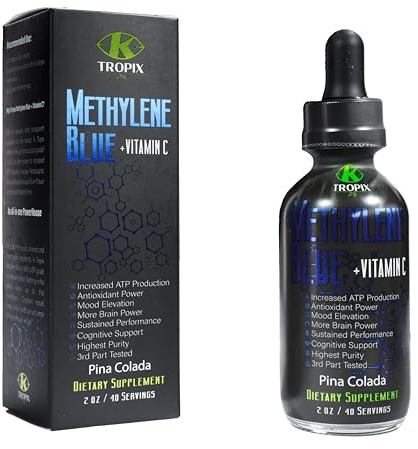 K TROPIX Methylene Blue + Vitamin C - USP Pharmaceutical Grade Methylene Blue Drops - High Purity Formulation - 2 oz Bottle
