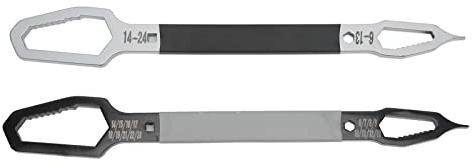 Fyearfly Juego de 2 llaves inglesas, doble extremo de 6 a 24 mm, herramientas manuales multifuncionales autoajustables para una fácil reparación, kit asequible para uso versátil