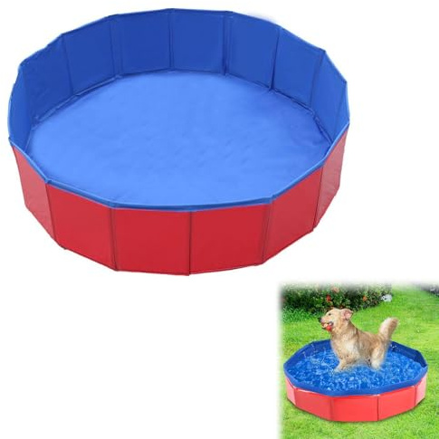 Piscine pour Animaux,Petite Piscines pour Chien,Mini Pataugeoire pour Bain et Jeux,Bassin de Jeu 50x10 cm pour Chats et Petits Chiens,Peut Être Utilisé comme Pataugeoire pour Chiens,(Rouge)