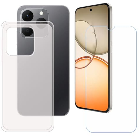 BMPNLSZ Funda para Realme Narzo 90 5G Screen Protector, Translúcido Suave Silicona TPU Canica Carcasa Caso Case + Cristal Templado Film Vidrio (6,57)
