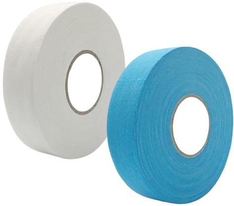 2 PCS 25 M × 25 MM Hockey Tape Strong Anti Slip Badminton Racket Grip | Blue and White Hockey Stick Tape Lsolates Sweat and Dust for Badminton Grip Golf Pole Tennis Racket Lsolates
