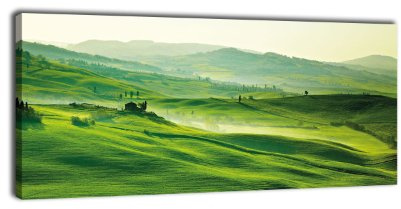 wandmotiv24 Leinwandbild Panorama Nr. 419 Grüne Toskana 100x40cm, Keilrahmenbild, Bild auf Leinwand, Italien, Landschaft, Toscana