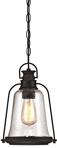 Westinghouse 6339900 Brynn One-Light Outdoor Pendant, Oil Rubbed Bronze Finish with Highlights and Clear Seeded Glass