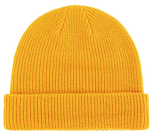 Connectyle, Klassische Herren-Wintermütze, umgeschlagenes Acryl-Strickmaterial, Wohlmütze für den täglichen Gebrauch - Gelb - MEDIUM
