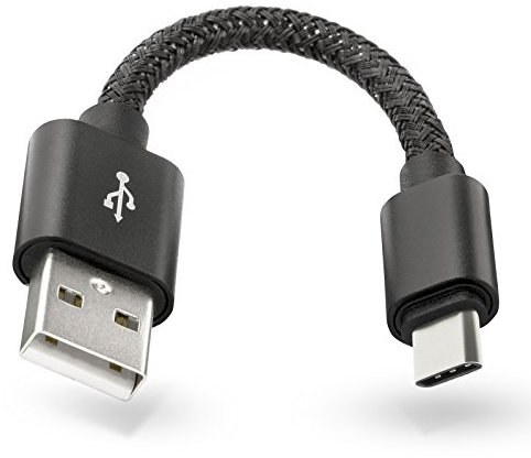 Mobilefox USB 3.1 Typ-C auf 2.0 USB 12cm Ladekabel Kurz Kabel Stecker Anschluss Laden & Synchronisieren passend für Samsung Galaxy S23 S23+ S22 S21 S20 S20+ Ultra S10 S10+ S10e S9 S8 Plus schwarz