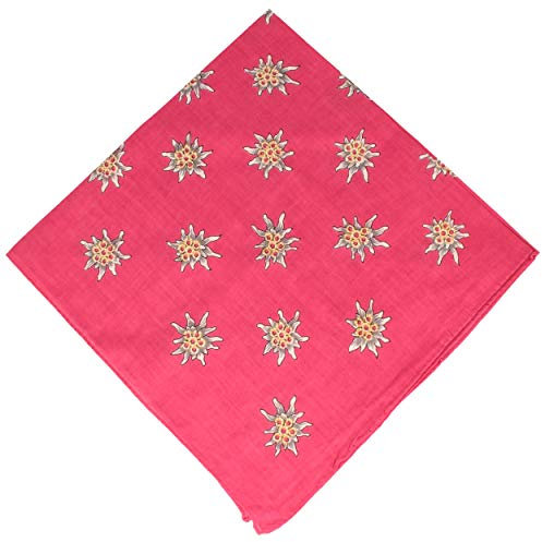 Breiter Edelweiß Trachtentuch Nickituch Trachten-Nickituch Schal Tuch aus 100% Baumwolle 50 x 50 cm – Pink