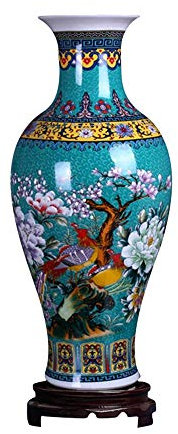 ufengke Jingdezhen Große Fishtail Keramik Bodenvase,Blumenvase,Handgefertigte Dekorative Vase für Hause,Höhe 18.11 (46cm) Blau