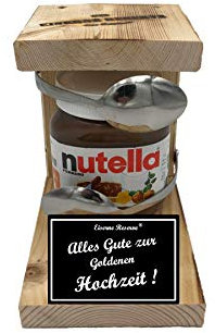 Goldenen Hochzeit Nutella Geschenk - Eiserne Reserve Löffel Nutella - lustiges Geschenk Set für Nutella Liebhaber -- Text: Alles Gute zur Goldenen Hochzeit