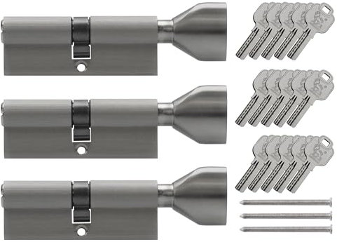 3x Knaufzylinder KSN 90 mm 45/45 gleichschließend inkl. 15 Schlüssel