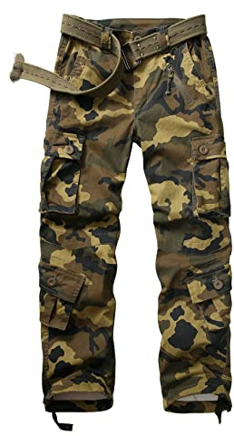 Women's Cotton Casual Military Army Cargo Combat Work Pants with 8 Pocket Camo N US 16