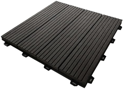TrendLine WPC Fliese Dunkelgrau 30 x 30cm x 21mm 10 Stück Steckfliesen Terrasse