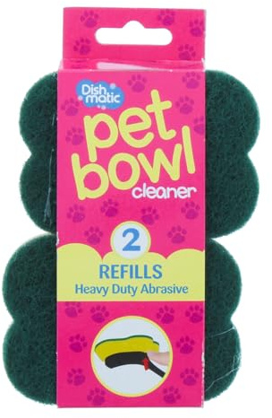 Dishmatic Bone-Shaped Pet Bowl Cleaner Sponge Head Refills, Heavy-Duty, Pack of 2