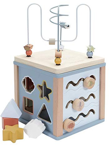 Little Dutch 7029 Holz Aktivitäten-Würfel Motorikschleife - Ocean blau