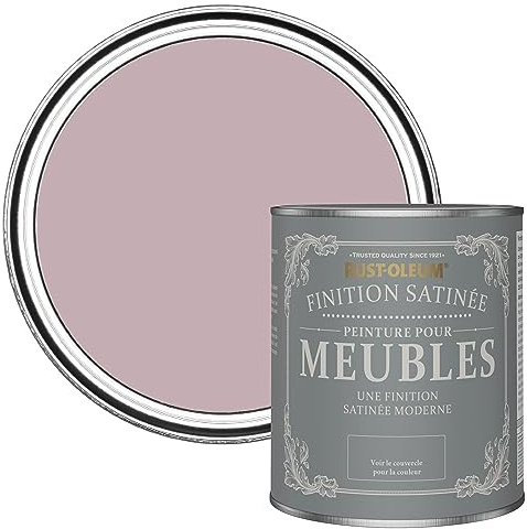 Rust-Oleum rosa Möbelfarbe mit Seidenglanz-Finish, geruchsarm und wasserbasiert für Innenholz - Sanftes Licht 750ML