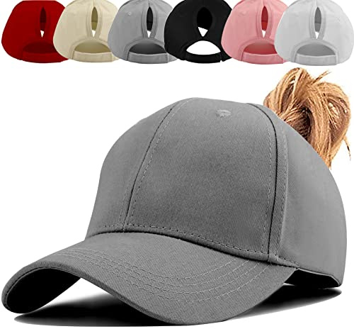 Baynetin Damen Pferdeschwanz Kappe Baseball Cap Unisex Einstellbare Hohe Unordentliche Bun Ponycap Mit Zöpfen Loch Loop Unisex Herren