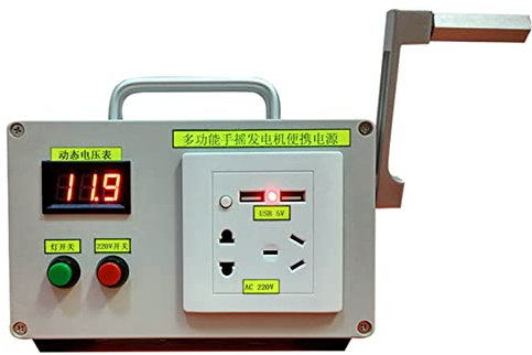 ASXZ Générateur à manivelle Portable 6600mA, Chargeur Haute Puissance 15W, éclairage de Secours extérieur Multifonction,Blanc
