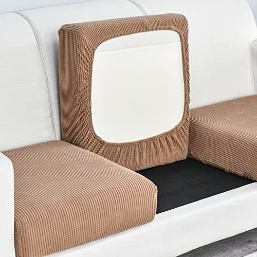 Elover Fodera per cuscino del sedile del divano - Fodera per sedile elastica alta, Fodera per mobili Fodera per divano del soggiorno Antiscivolo e morbido, con fondo elastico