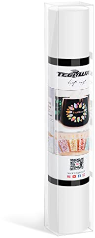 TECKWRAP Smart White Permanent Adhesive Vinyl, 33 cm X 1.53 m, No Cutting Mat, Smart Vinyl White Vinyl Ideal for Customizing Mugs, Bottles, Labels, Signs & DIY Crafts, Matte White