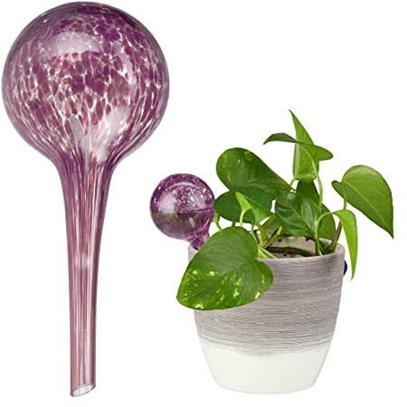 Relaxdays Bewässerungskugel 2er Set, dosierte Bewässerung Pflanzen u. Blumen, Gießhilfe Büro, Urlaub, Ø 6 cm, Glas, bunt | dosierte Pflanzen Bewässerung Blumen, Gießhilfe Büro, Urlaub, Ø 6 cm, Glas