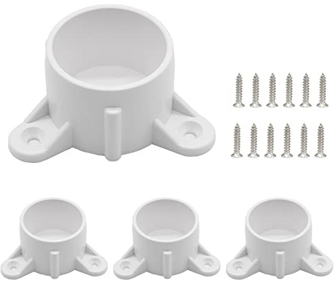 Biaungdo 2 Inch PVC Table Leg Cap Fittings Furniture Grade Rod Holder White Screw Tab Caps with Mounting Screws for Making Storage Shelves Support Feet (4 Pcs)