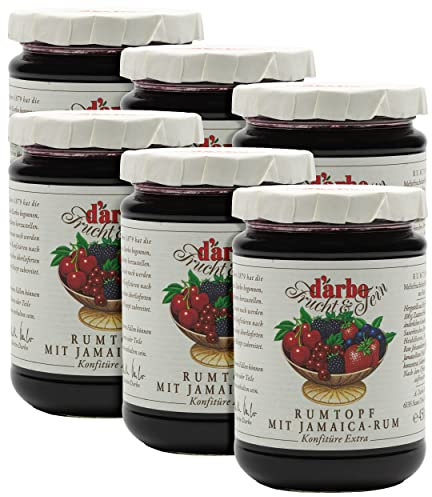 Food-United KONFITÜRE EXTRA RUMTOPF 450g Glas von DARBO Naturrein rum pot jam mit 1% Jamaica Rum passend für Torte Crepes Früchtekuchen Gebäck Füllungen Abendsnacks (1)