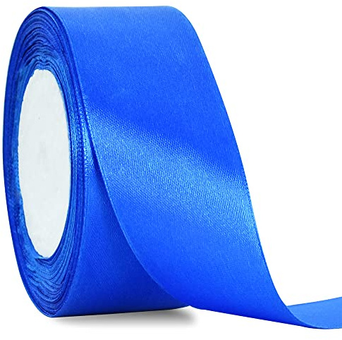 TONIFUL Satinband hellgoldfarben, breit, massives Stoffband für Hochzeit, Auto, Schneiden, Zeremonie, große Öffnung, Stuhlschärpe, Haarnähen, Handwerk, Party, Dekoration-Königsblau 4cm x 20m
